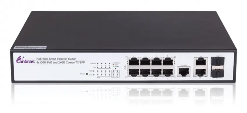 Коммутатор Ethernet PoE с 8 портами TX/100M и комбинированным портом 2xGE TX/SFP