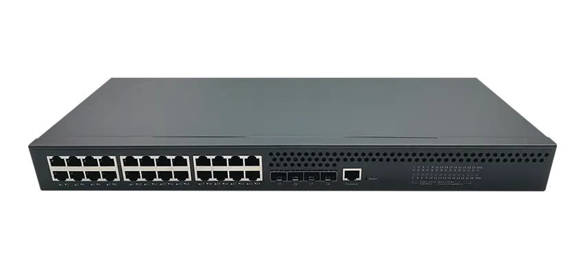 Управляемый коммутатор PoE уровня 2 24x10/100/1000M RJ45, восходящий кабель 4x1G/2,5G/10G SFP