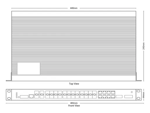 Industrial Rackmount L3 Managed Switch 8x1G Combo, 16x1G SFP, 4x10G SFP