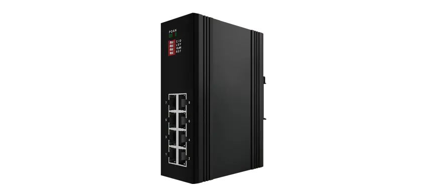 Промышленный бустерный коммутатор PoE без управления DIN-рейкой 8x10/100Base-T