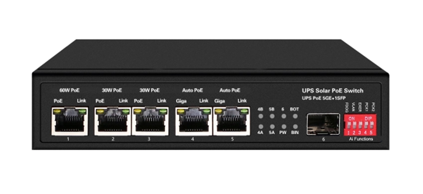15A UPS солнечный PoE Ethernet-коммутатор 1GE 60W PoE 2GE 30W PoE 2GE автоматический PoE 1GE SFP