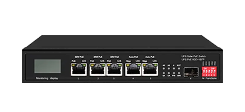 15A UPS Солнечный коммутатор Ethernet PoE с OLED 1GE 60W PoE 2GE 30W PoE 2GE Авто PoE 1GE SFP