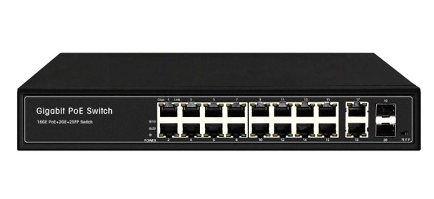 Неуправляемый коммутатор 16GE PoE 2GE RJ45 2GE SFP