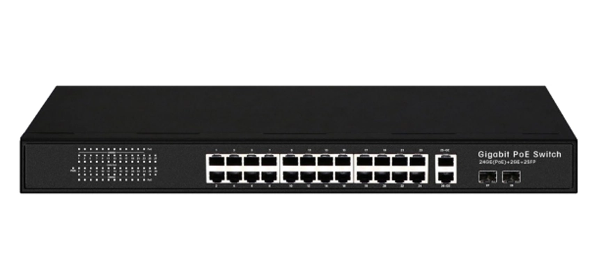 Неуправляемый коммутатор 24GE PoE 2GE RJ45 2GE SFP