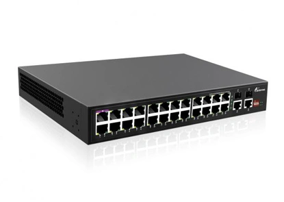 Неуправляемый гигабитный 24-портовый коммутатор PoE, 24x100/1000M RJ45 с PoE, 2x1000M SFP 2x1000M RJ45 Аплинк