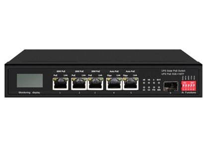 Коммутатор Ethernet UPS Solar PoE с OLED 1GE 60 Вт PoE 2GE 30 Вт PoE 2GE Авто PoE 1GE SFP