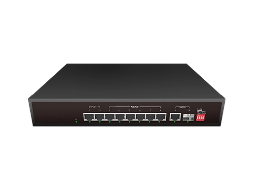 Неуправляемый коммутатор AI PoE 9x10/100/1000Base-T(8xPoE, Port1-2 BT90w), 1x1000Base-X
