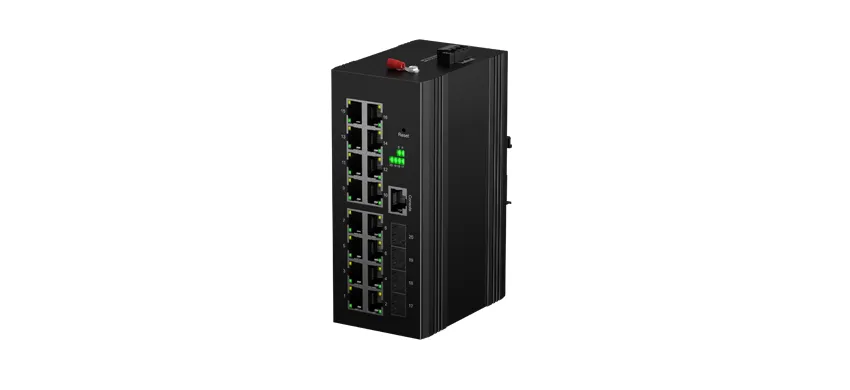 Промышленный управляемый L3 Lite коммутатор PoE на DIN-Rail 16x10/100/1000M RJ45 PoE , 4x1000M SFP