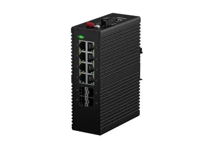 Коммутатор 8x10/100/1000M RJ45 PoE DIN-Rail промышленный управляемый L3, 4x10G SFP