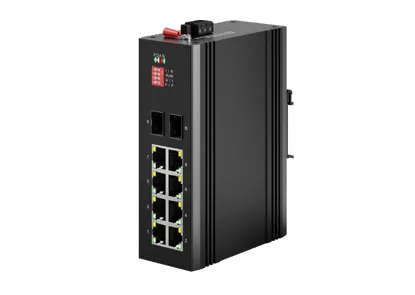 Промышленный неуправляемый коммутатор PoE на DIN-рейке 8x10/100/1000M RJ45 PoE , Uplink 2x1G SFP
