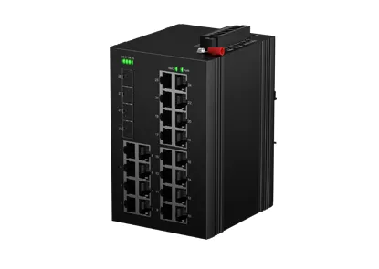 Промышленный управляемый L2 коммутатор PoE 24x10/100/1000M RJ45 PoE , Uplink 4x10G SFP