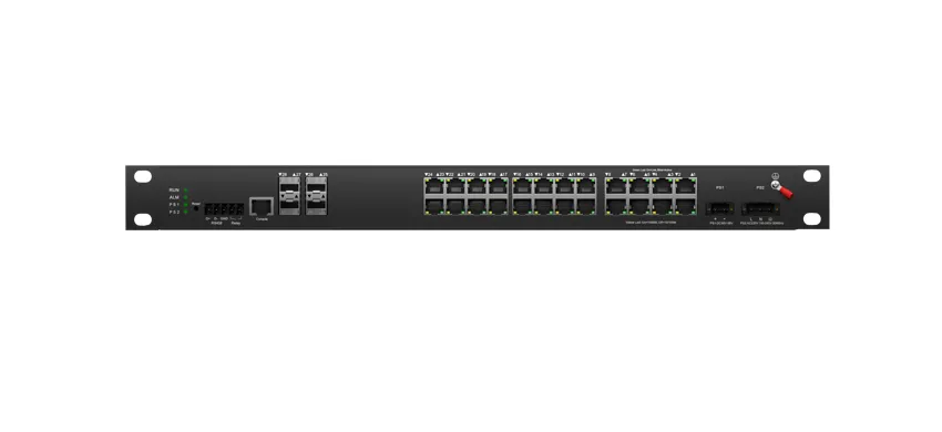Промышленный управляемый коммутатор PoE RJ45 PoE 24x10/100/1000M RJ45 PoE в стойку, восходящий кабель 4x10G SFP